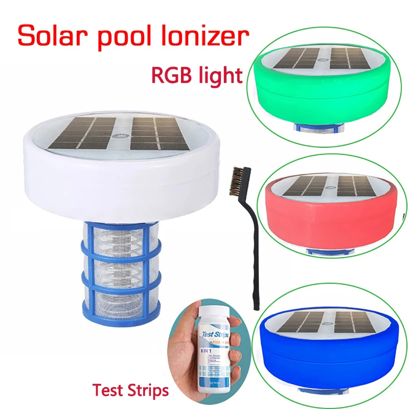 Pool Ionizer Algae Water Processor Swimming Pool Water Purifier Clean Solar Copper Pool SPA Cleaning Equipment RBG Light
