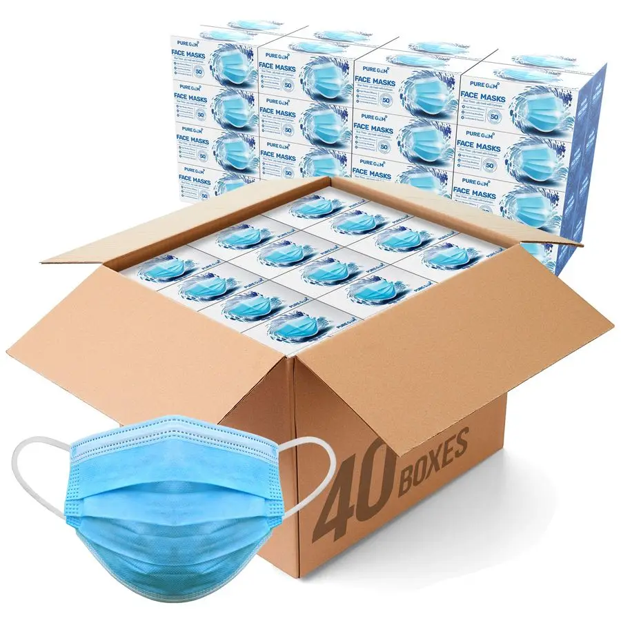 

Face Mask, 3Ply Adult Masks, Single Use Facial Cover with Elastic Earloops For Home, Office, School, and Outdoors