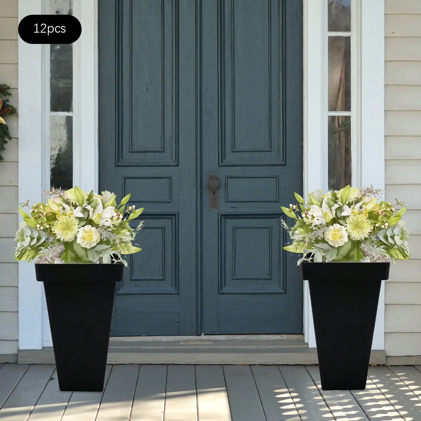 

12Pcs Flower Buckets 13.4 Inch Modern Floral Bucket Plastic Flower Vases Floral Centerpiece For Table Home Wedding Party Decor