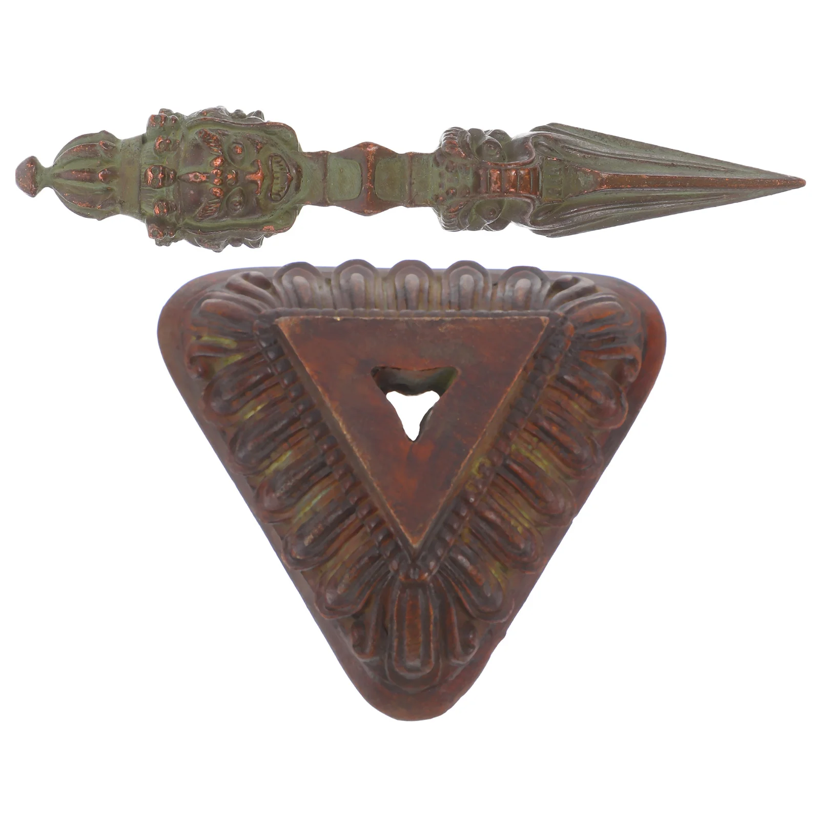 1 مجموعة البوذية التبتية فاجرا النحاس دورجي طقوس قطعة أثرية مع حامل ديكور المنزل البوذية رمز تمثال صغير #3