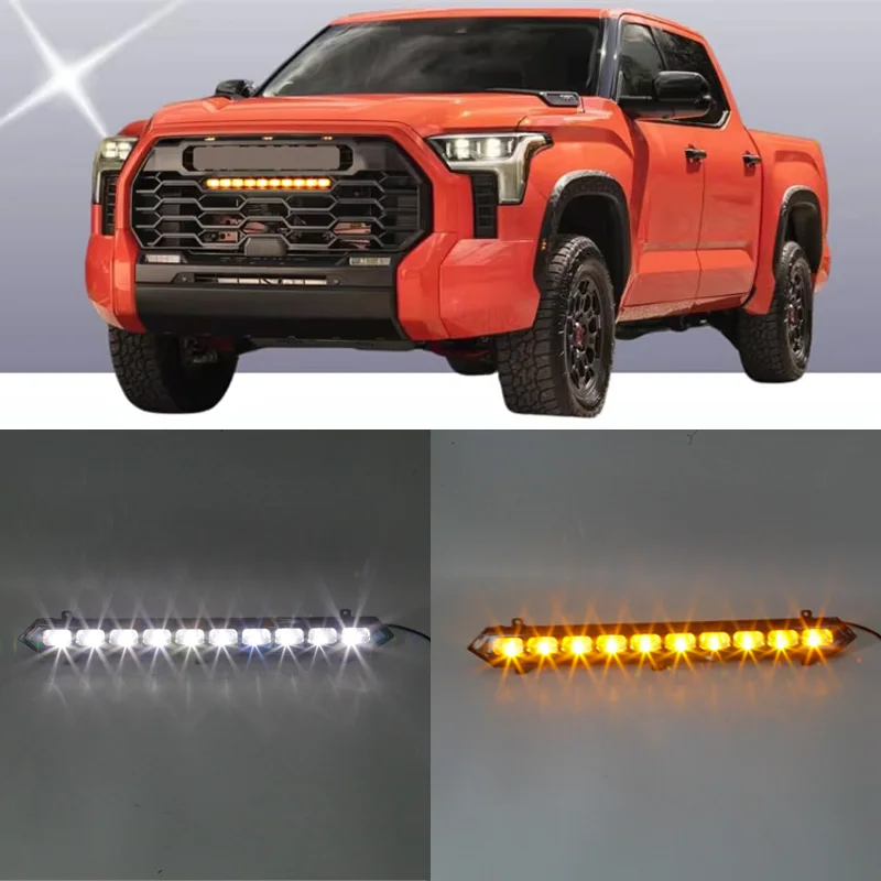 Front Grille LED Light Bar For Toyota Tundra Trd Pro Tacoma 2022 2023 2024 Daytime Running Light Turn Signal Hood Lamp DRL