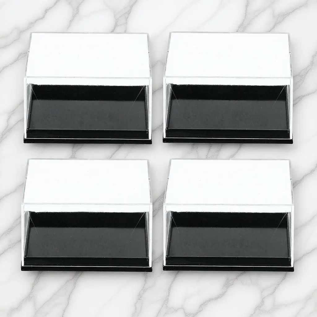 

4Pcs Mineral Specimen Box Transparent Display Case for Jewelry Storage Clear Desktop Organizer Box