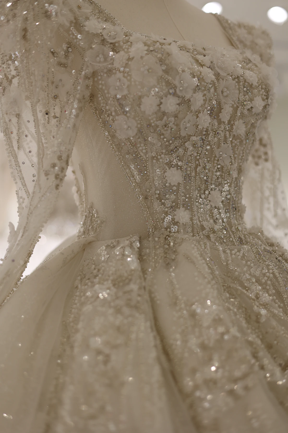 Sharon disse luxo 3d flores rendas mangas compridas vestido de casamento elegante decote quadrado vestido de baile vestidos de noiva rs007 personalizado