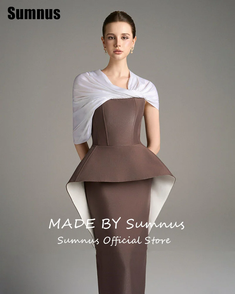 Sumnus Modern Mermaid Evening Dresses Contrast Color Ankle Length Formal Occasion Gowns فساتين سهرة Customized