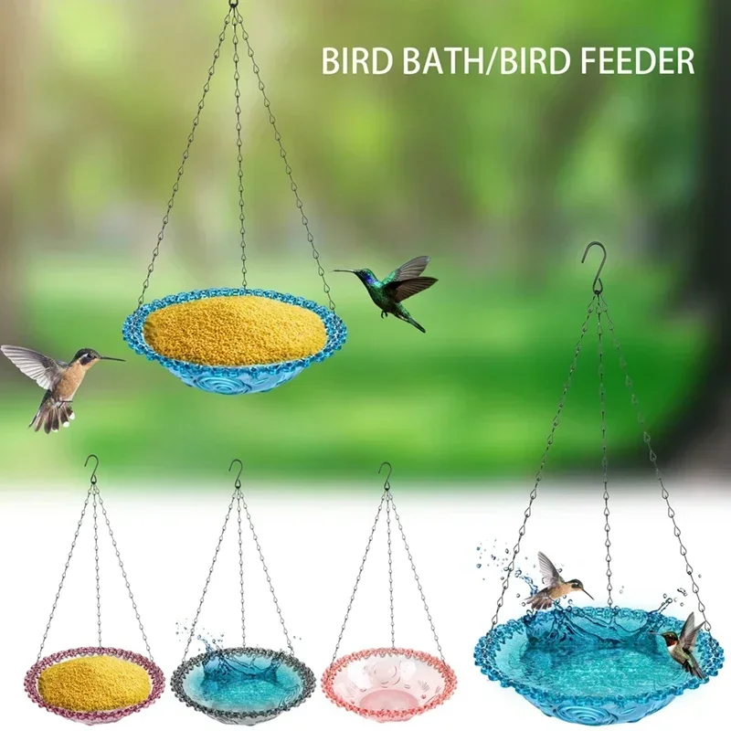 Hanging Bird Feeder Outdoor Drinking Bird Feeder Tray Single/Double Layers Garden Yard Hanging Bird Bathtub Bird Raising Tool *