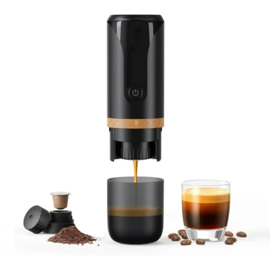 

Портативная электрическая кофеварка для эспрессо для кемпинга, путешествий, домашнего использования с капсулами NS и кофейной гущими, самонагревающаяся версия