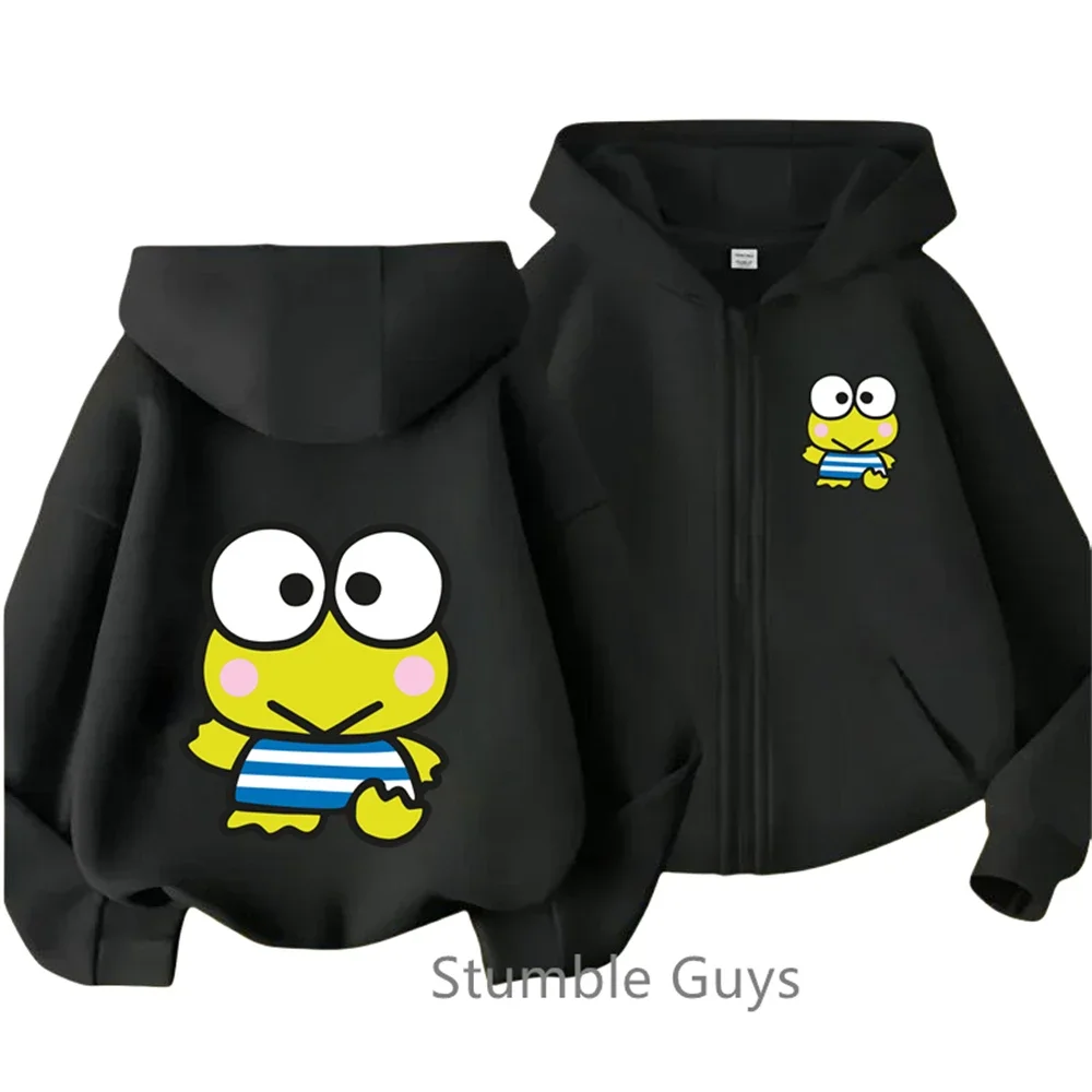 Kids Kero Kero Keroppi Clothes Boys Fashion Children's Girls Zipper Hoodie Funny Cartoon Hoodie Suit Casual Sweatshirt