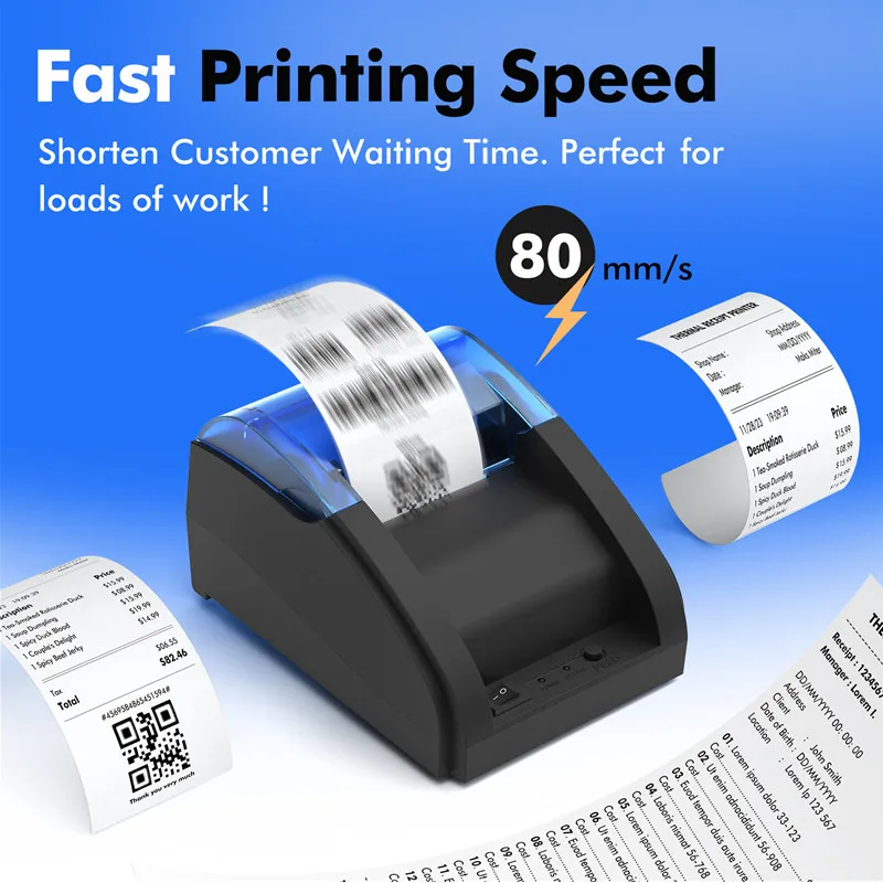 Commercial retail cashier ticket bill wireless Bluetooth 58mm thermal receipt printer suitable for Android/Windows systems