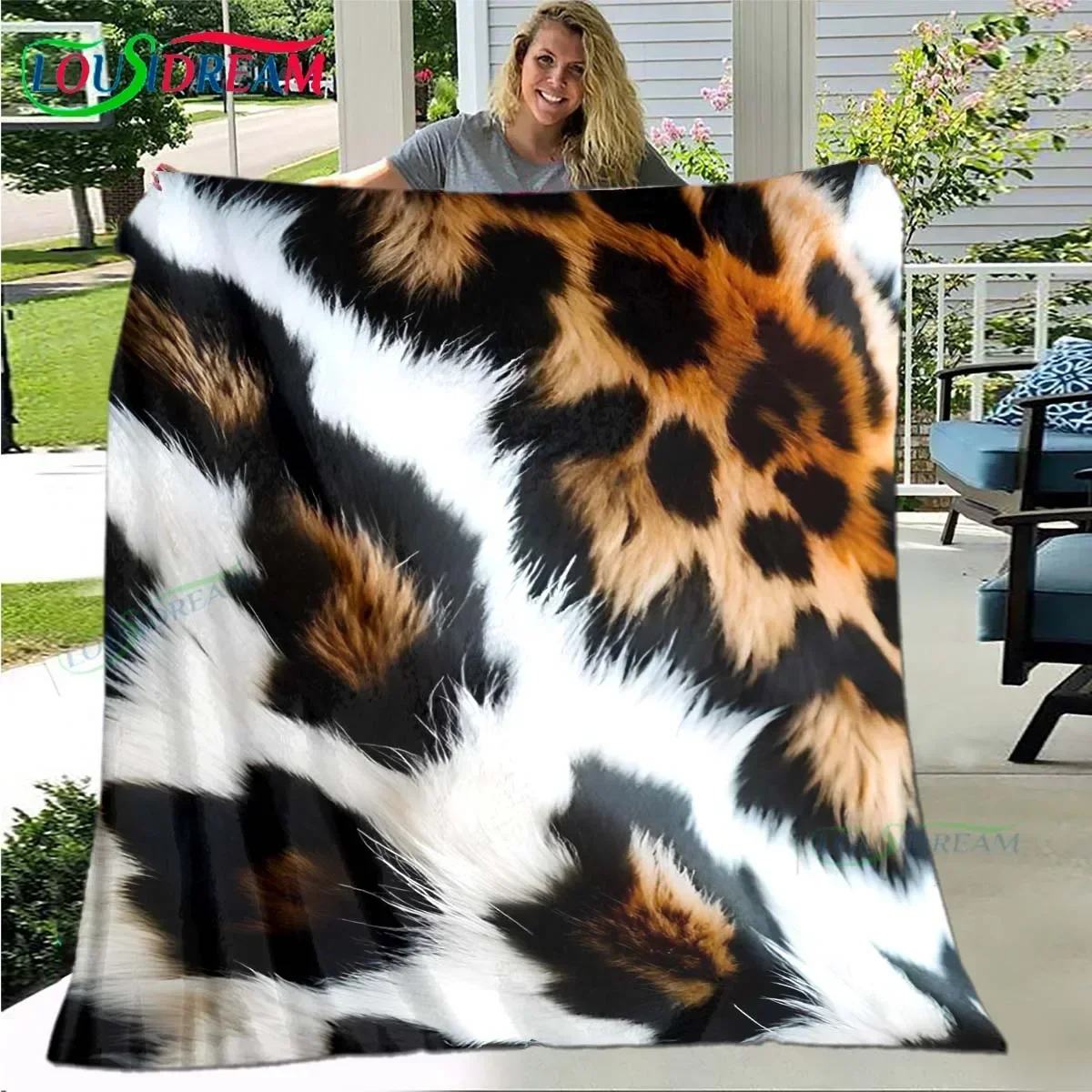 2025 Fashion Panther Leopard Pattern Blanket Flannel Thin Blanket Portable Home Travel Office Lunch Break Blanket Birthday Gift