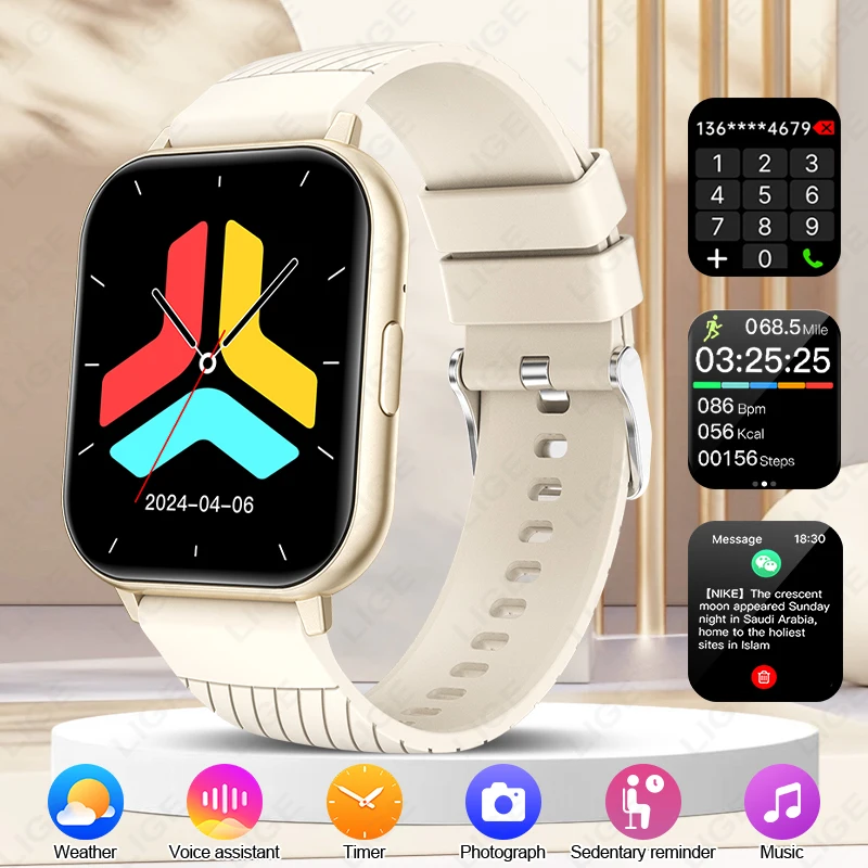 

LIGE Bluetooth Call Смарт-часы Сердечный ритм Тест кислорода в крови Водонепроницаемые спортивные умные часы Мониторинг здоровья Смарт-часы Мода