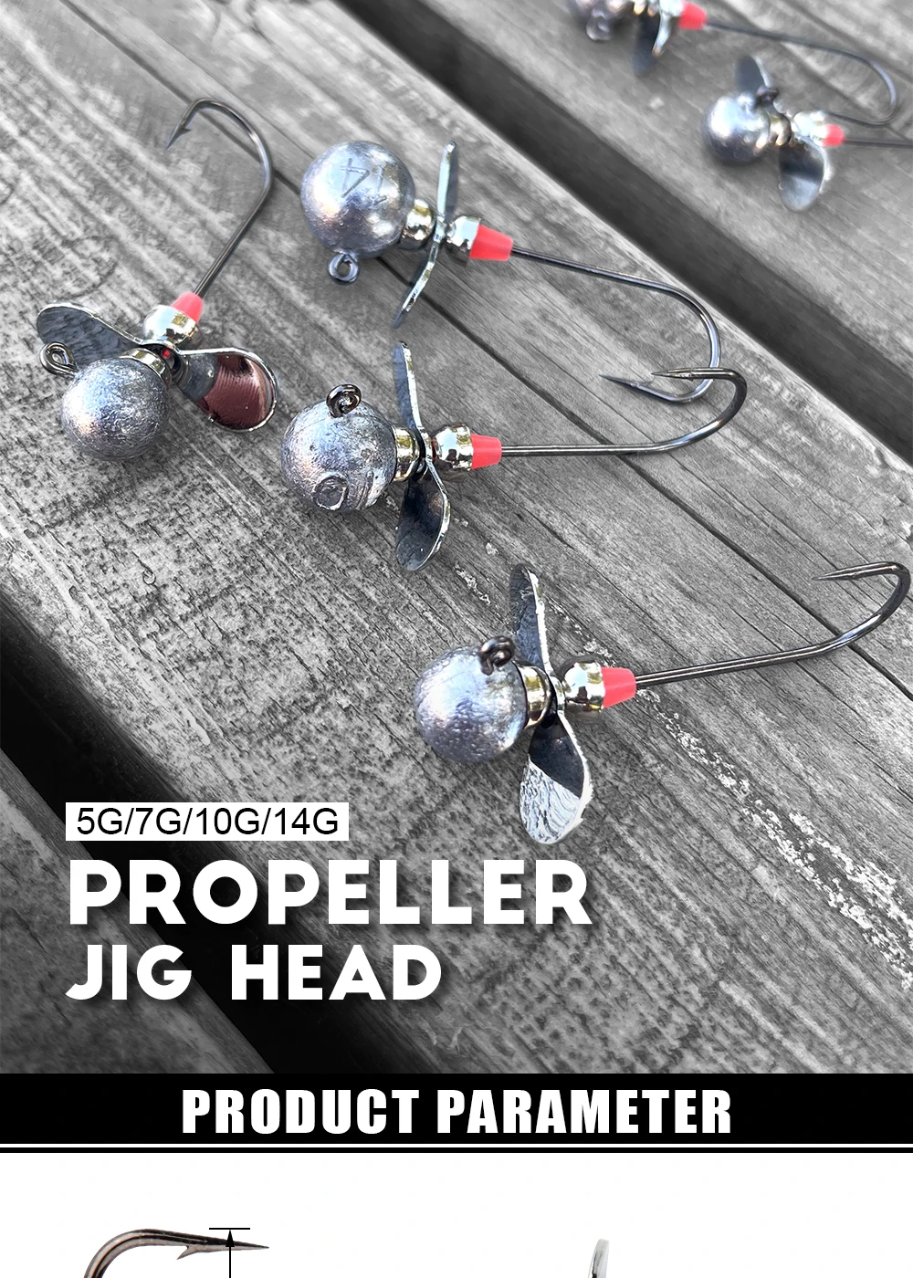 Palisander-Swimbait-Jigkopf mit Klinge, 5 g, 7 g, 10 g, 14 g, langer Schaft, Schiebehaken für Salzwasser, Süßwasser, Bass, Crappie-Angeln, 2 Stück/Packung – Detail 1