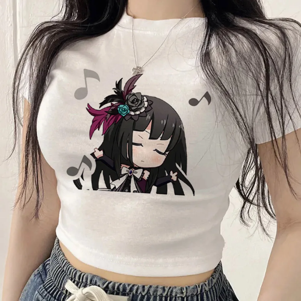 Bang Dream crop top female kawaii gyaru emo cutecore manga top tees jojifuku meme graphic summer korean fashion