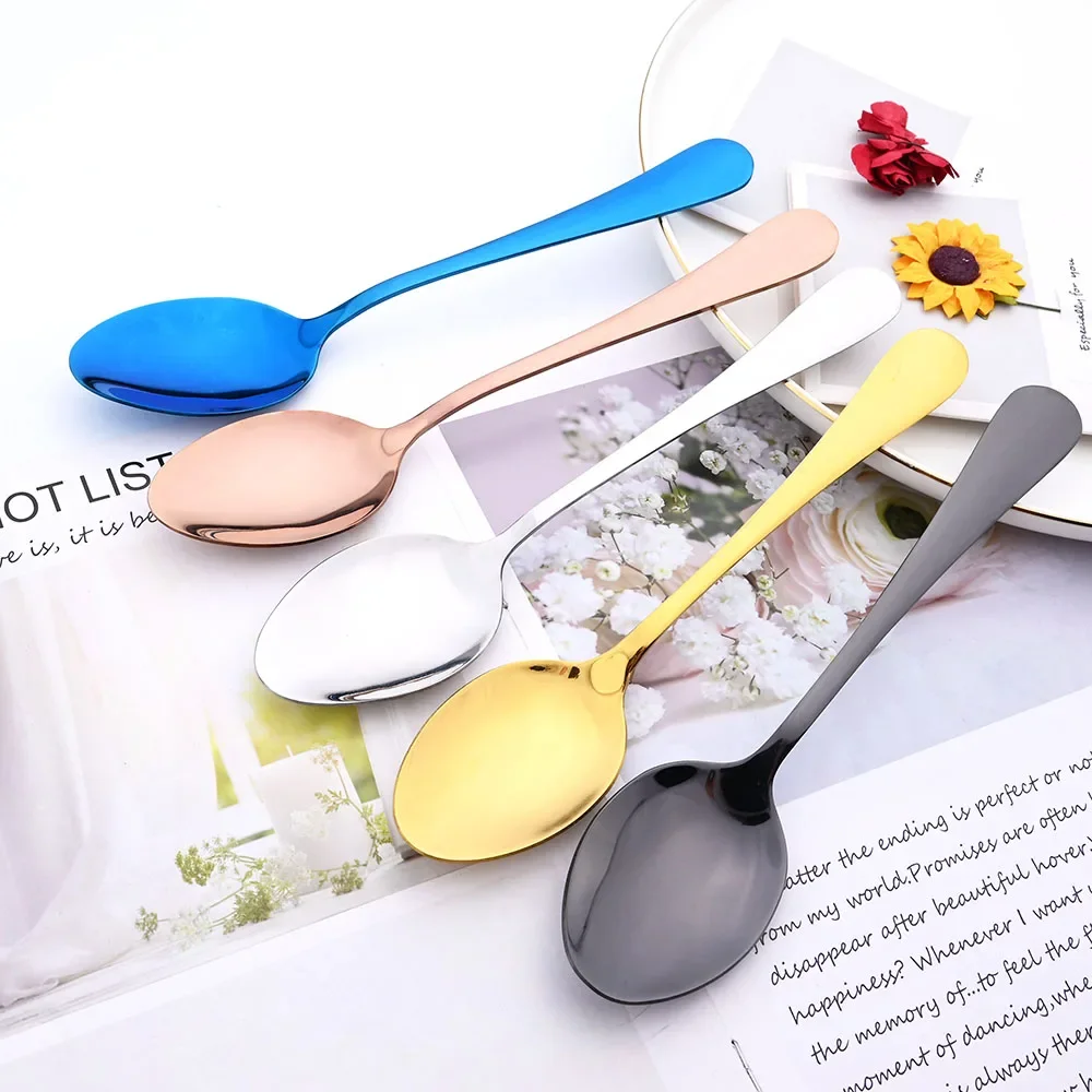 4Pcs Dinnerware Set Mirror Rainbow Cutlery Set Stainless Steel Flatware Kitchen Dinner Knife Fork Spoon Teaspoon Tableware Set