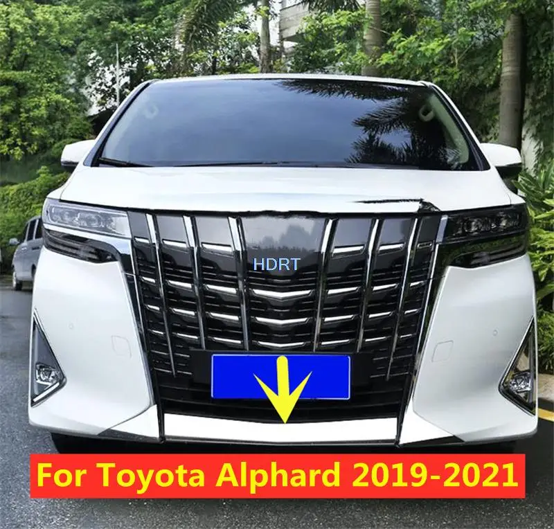 For Toyota Alphard 2019-2021 Car Accessories Front Grille Accent Cover Lower Mesh Head Bumper Moulding Cover Trim Strip Styling