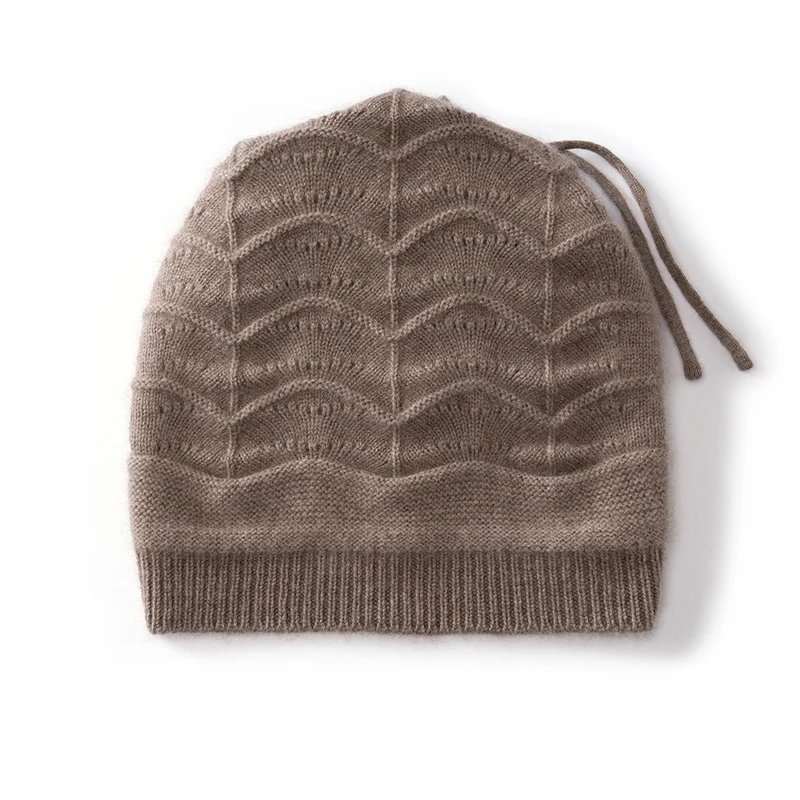 Autumn And Winter Women'S 100% Cashmere Wavy Knit Hat And Neck Warmer, A Versatile Fashion Accessory, image 5