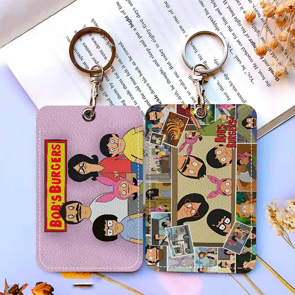 B-Bobs B-Burgers Anime Holder Keychain With Keychain For Access Card Bus Pass & Card Credit ID Bank Card Protective Case