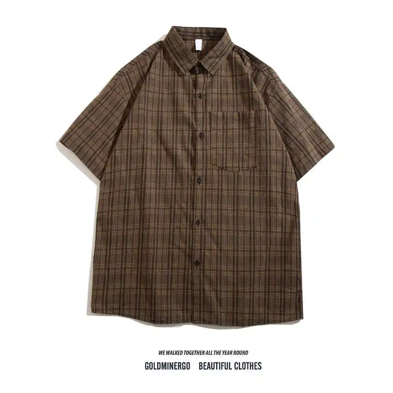 

Повседневная свободная рубашка в клетку, рукав пять четвертей, в стиле High Street Fashion, красно-белая, летняя