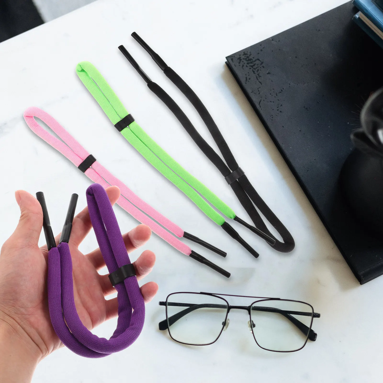 

4Pcs Soft Silicone Sunglasses Strap with Adjustable Buckle Floating Eyewear Retainer for Sports Outdoors Swimming Colored