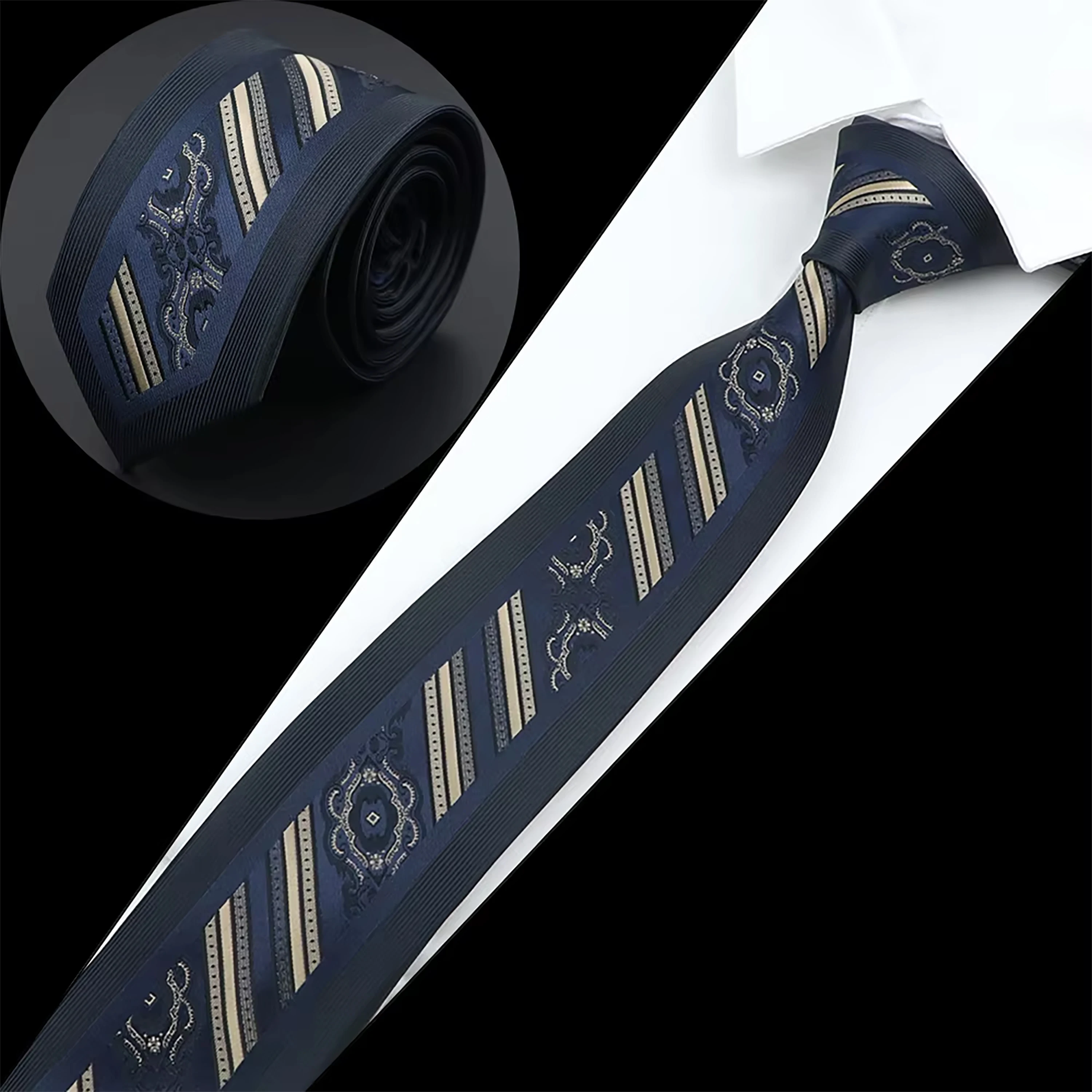 New Mens Luxury Neck Tie Fashion Jacquard Woven Skinny Slim 6cm Black Blue Floral Paisley Necktie Banquet Party Shirt Gift