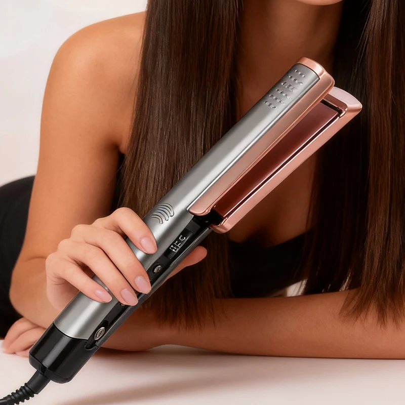 

Portable hair straightener - 2-in-1 dry and wet hair dryer and hair straightening comb quick heating and styling tool