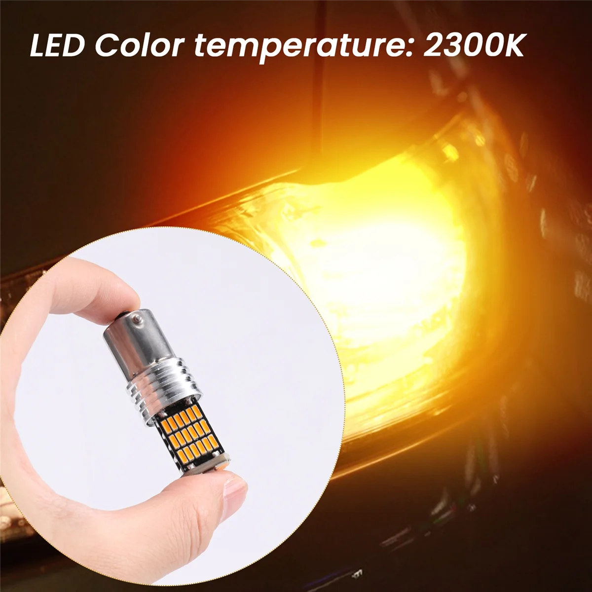 2 x 1156 Amber 7506 P21W LED Bulbs BA15S Yellow Front Rear Turn Signal Lights