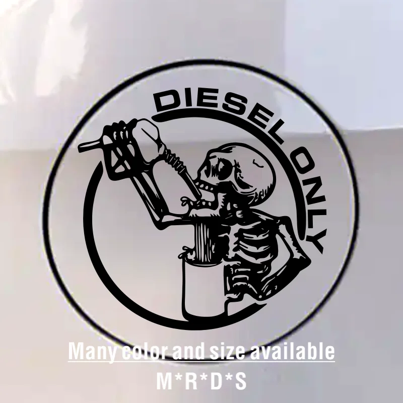 Diesel Only Skeleton Skull Car Sticker Decal for Fuel Tank Cap 4x4 Offroad Truck Auto Vehicle Vinyl Decor