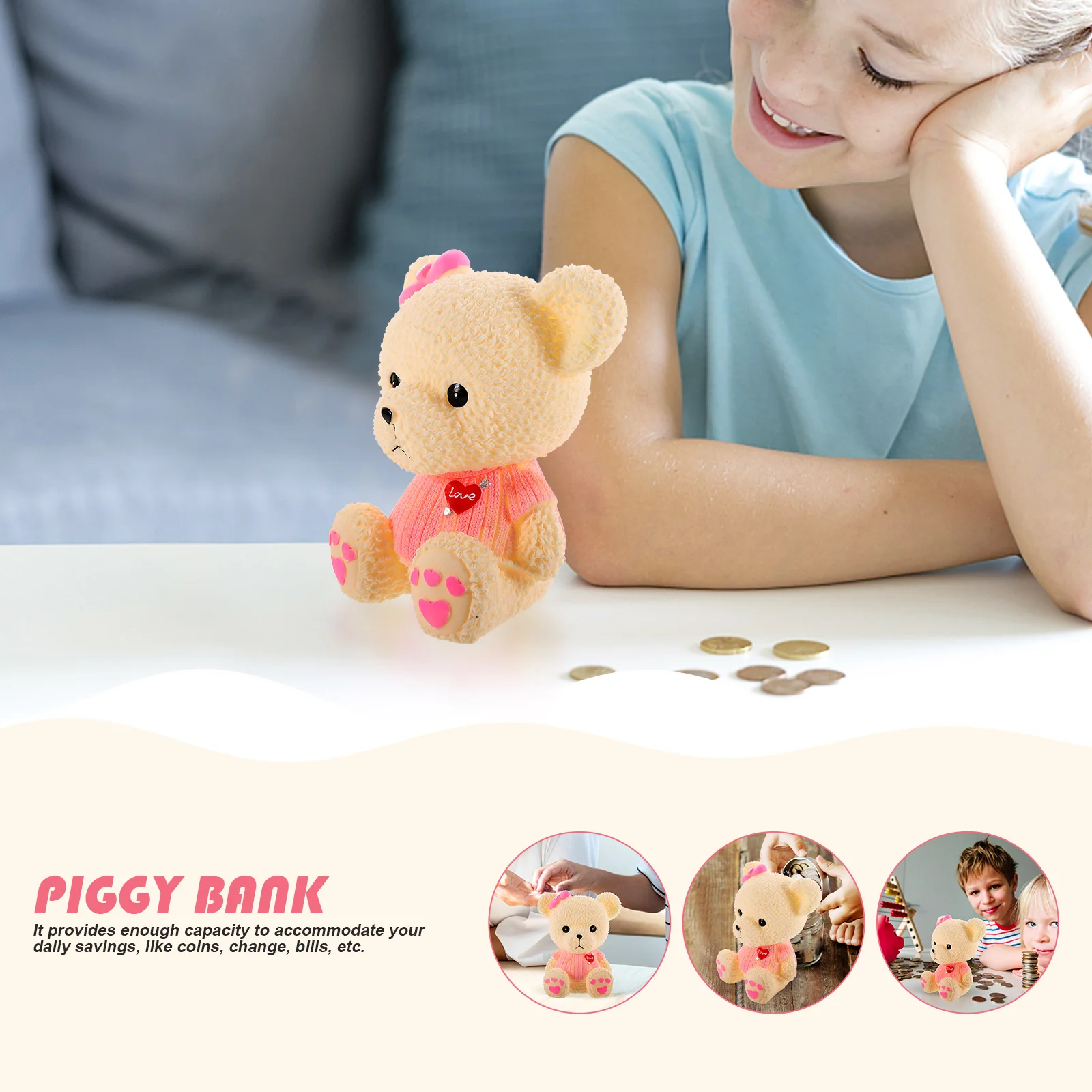 

Bear Piggy Bank Home Decor Cute Cartoon Shaped Boys Coin Money Banks Vinyl for s