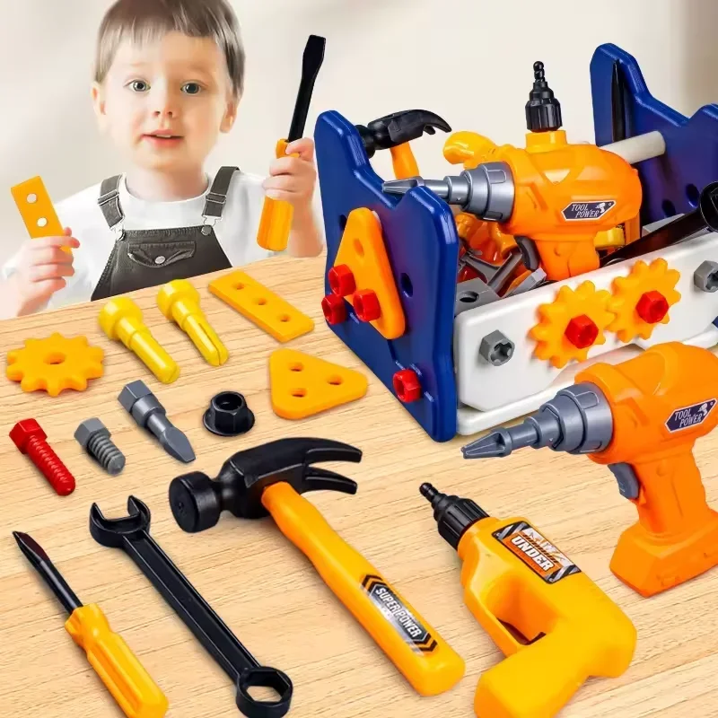 40/41stk conjunto de ferramentas fingir kit crianças jogar reparação simulação brinquedos de construção de plástico com chaves de fenda para criança menino menina