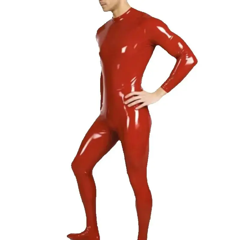New Latex Red Rubber Gummi Suit Catsuit Ganzanzug Halloween Fashion Uniform Cosplay Party Feet
