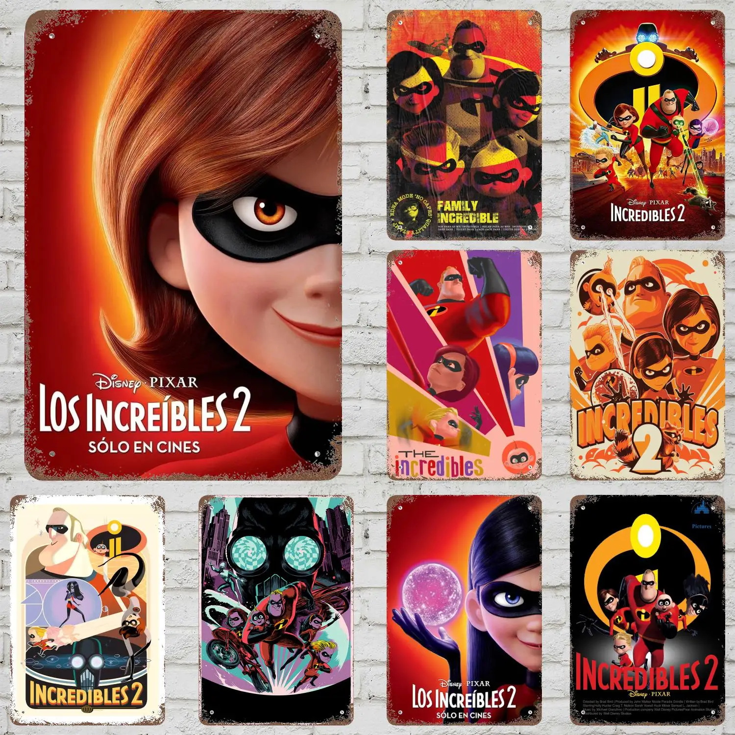 

MINISO Incredibles 2 Decor Vintage Metal Signs Tin Signs Captain Poster Decor for Bar Pub Club Man Cave Wall Decoration