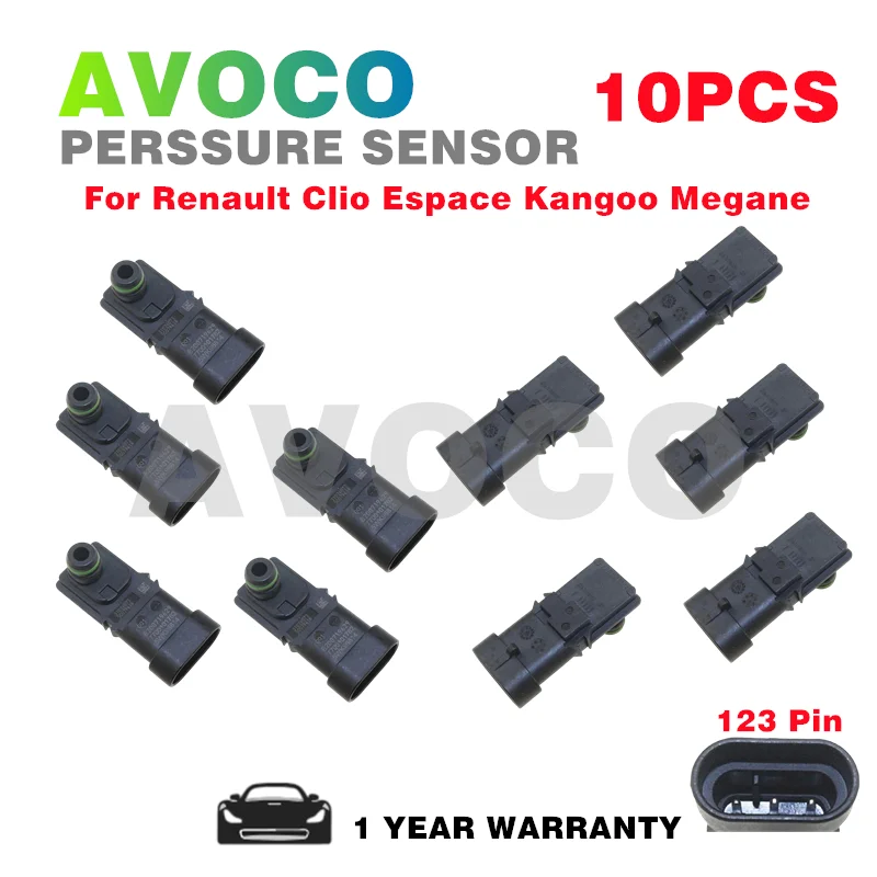 1/10X 8200121800 8200105165 7700101762 MAP Sensor For Rena-ult Clio Espace Kangoo Megane Scenic Laguna Logan Thalia 1.2