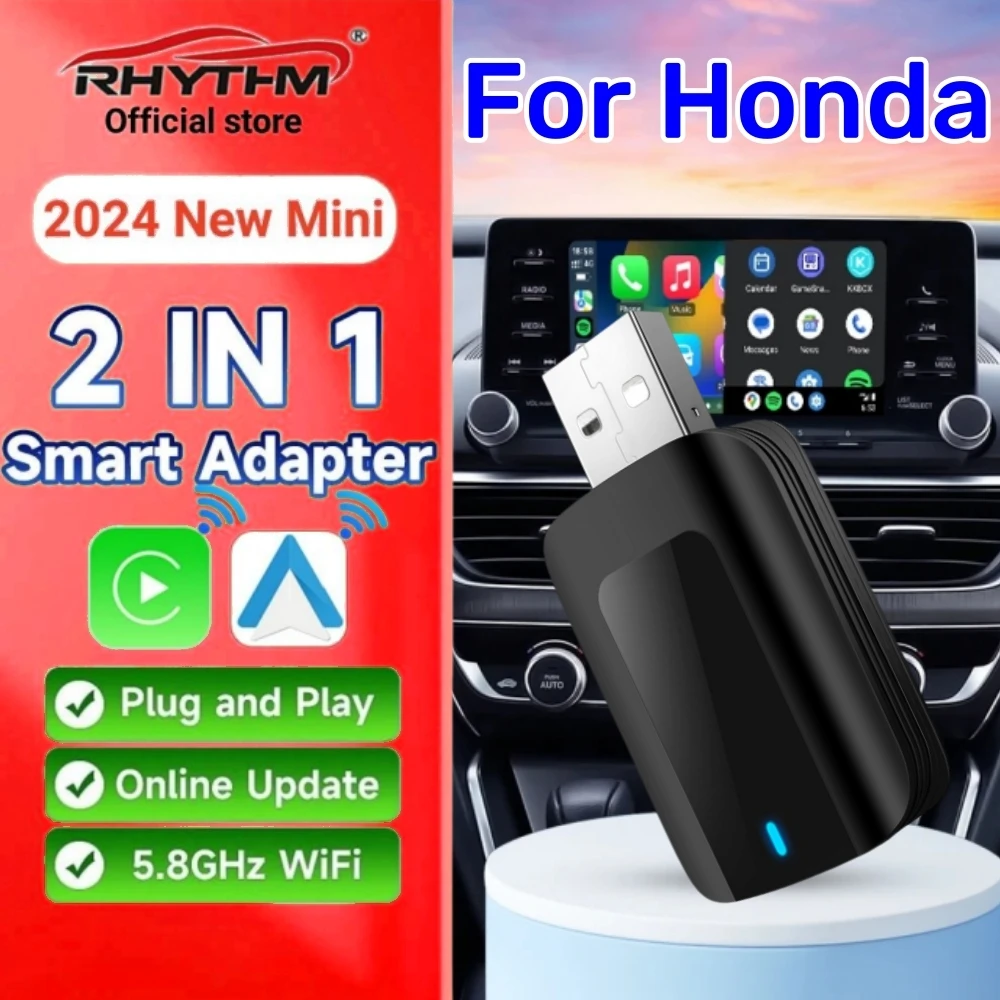 

Wireless Adapter CarPlay Android Auto 2in1 Smart Dongle Play&Plug For Honda Accord Civic CR‑V Pilot Fit HR‑V Insight Prologue