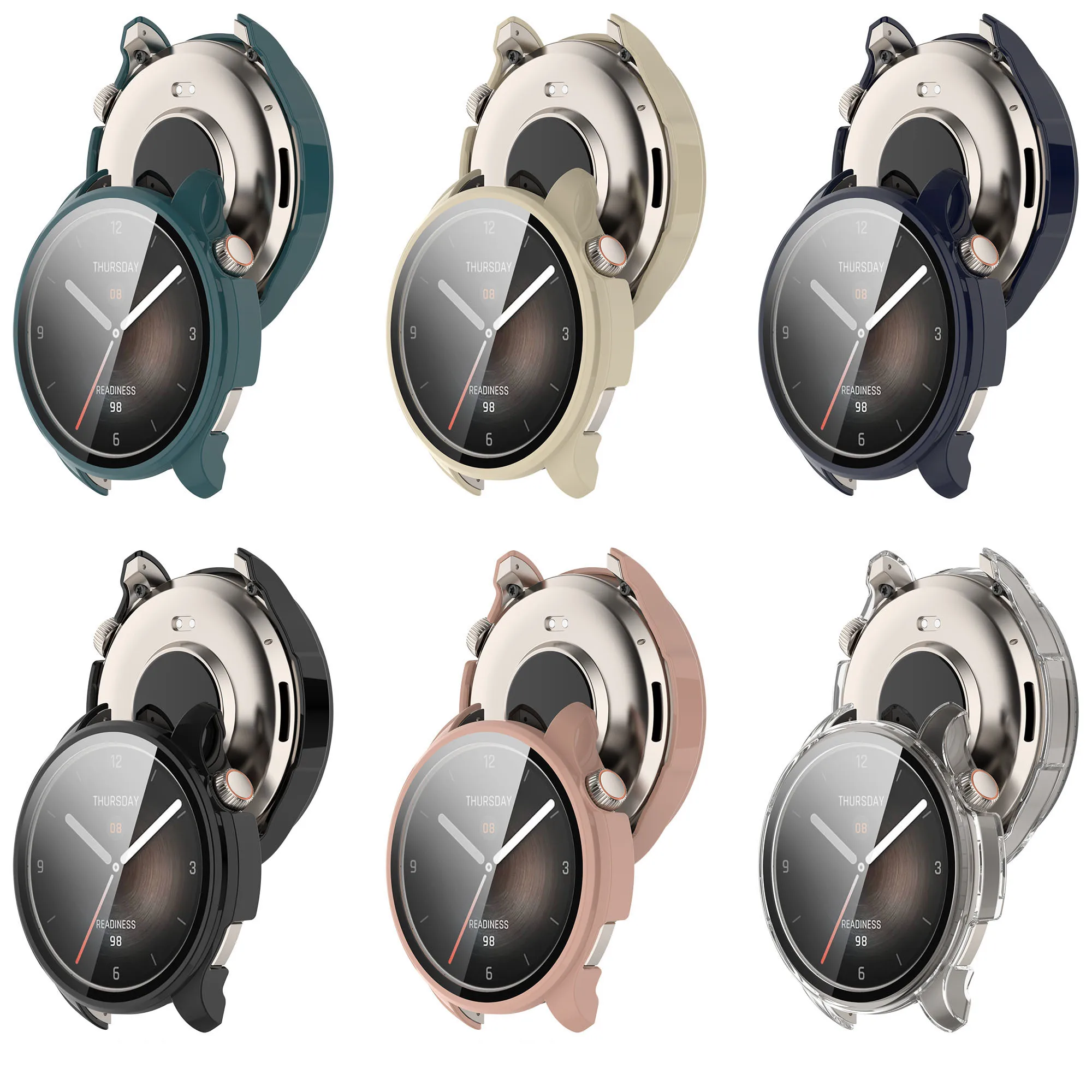 Carcasa de borde duro para reloj inteligente, película protectora de pantalla de vidrio, marco de reloj inteligente, accesorios de cubierta protectora para Amazfit Balance