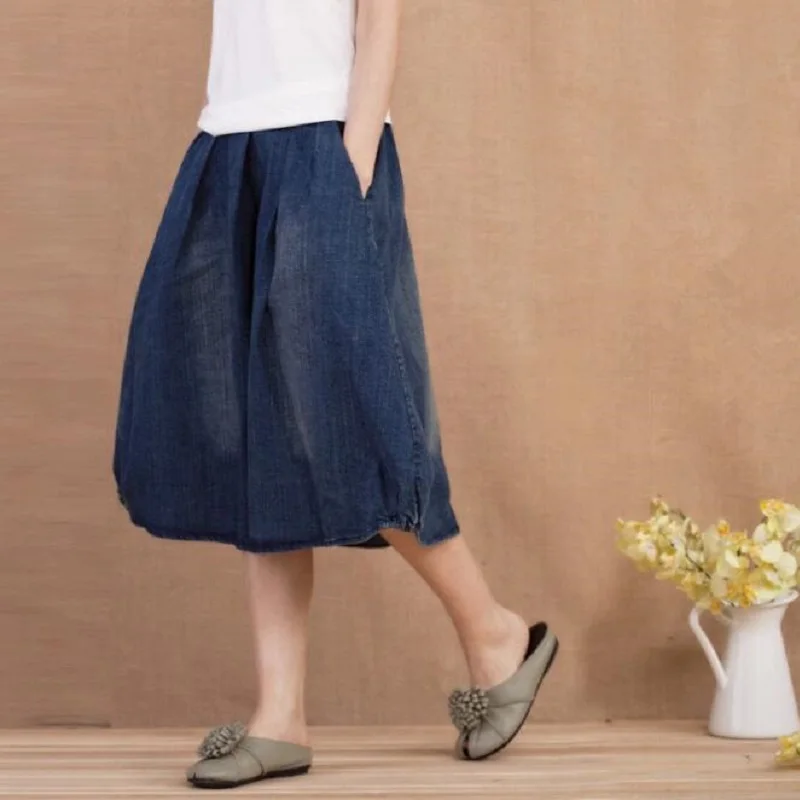 

Clearance~Korean Fashion Denim Skirts for Women Long Skirt Vintage Skirts Casual Midi Skirt Clothes for Women