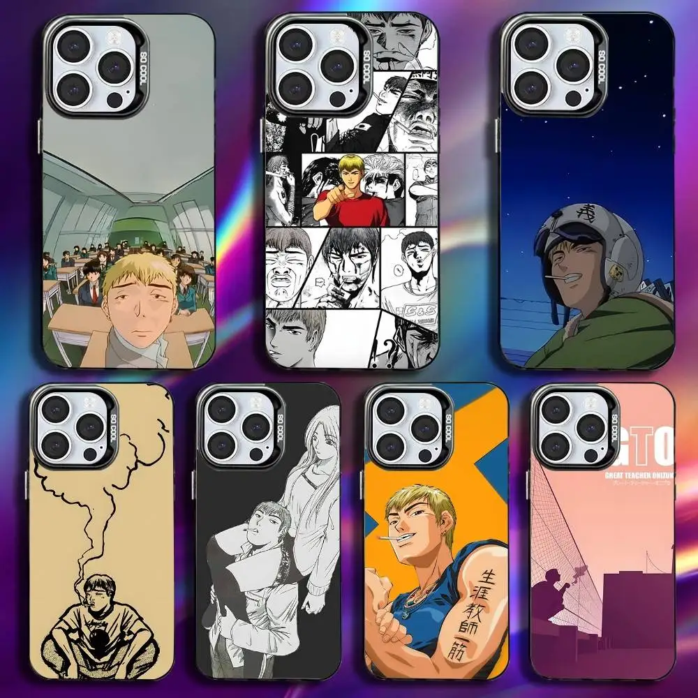 حافظة هاتف Great Teacher Onizuka GTO لهاتف iPhone 16,15,14,13,12,11,Pro,Max,Plus, Mini,XS,SE مضادة للسقوط باللون الأسود غير اللامع #1