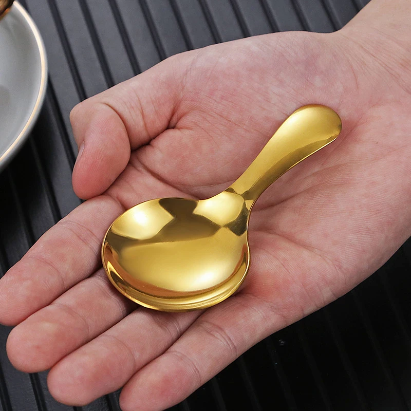 1Pc Stainless Steel Sugar Salt Spoon Tea Coffee Dessert Spoon Short Handle Ice Cream Scoop  Soup Kitchen Tool