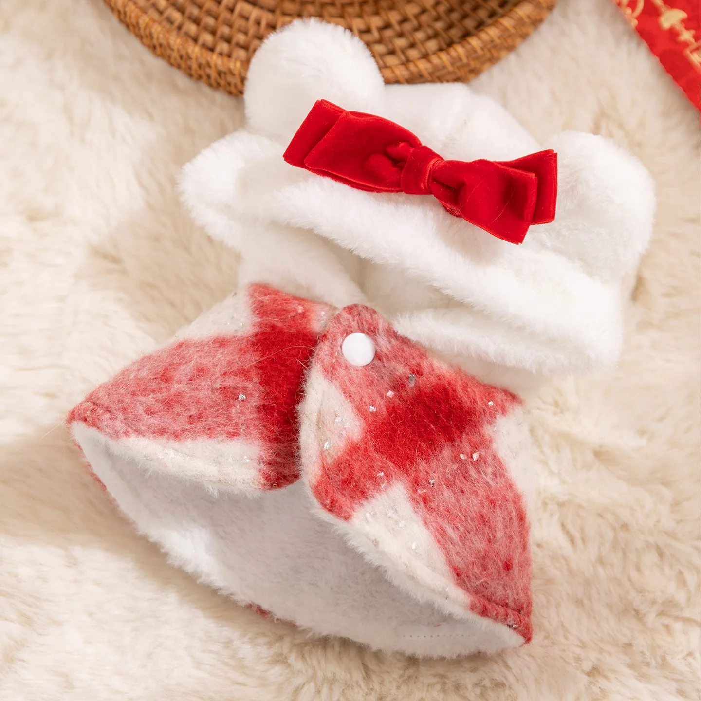 Pet Christmas Dresses Winter Warm Dog Clothes Sweet Plaid Teddy Cotton Dress Bichon Frise Bow Princess Skirt Dog Products