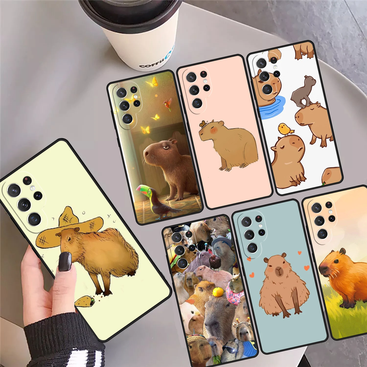 

Cute Cartoon Capybara Phone Case Cover Coque For Samsung Galaxy S24 S25 Ultra S23 S22 Plus S21 FE S20 Note 10 20 Pro