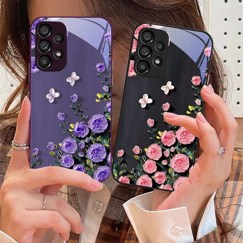 

Oil Painting Of Flowers For Samsung Galaxy S10 4G S20 11E 30 S21 21Fe 22 S24 Pro S23 Ultra 5G S8 S9 Tempered Glass Phone Case