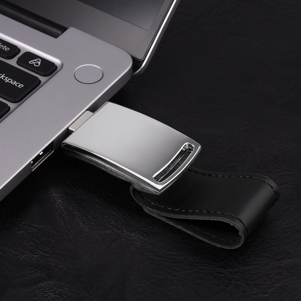 Free Custom Logo Pen Drive Leather USB 2.0 Flash Drive Color Printing Memory Stick Box Pendrive Creative Wedding Gift USB Stick