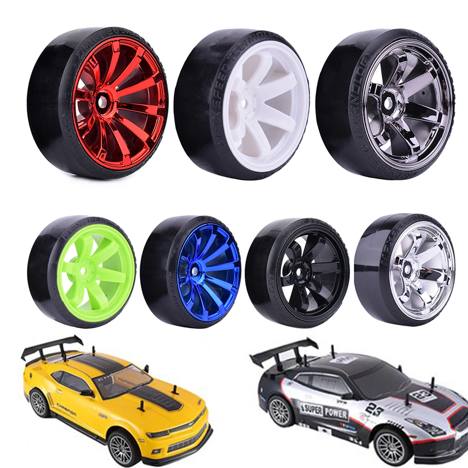 4 SZTUK 1/10 RC Drift Cars Wheel Hub Hard Pattern Tire dla 1:10 HSP Redcat Wltoys WPL Tamiya Traxxas RC Drift Car Akcesoria Zabawki