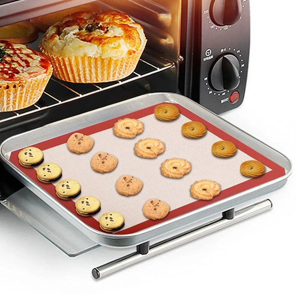 

2pcs Silicone Baking Mat Reusable Non-Stick Thick Dough Rolling Sheet For Oven Baking Supplies Kitchen Dessert Mat