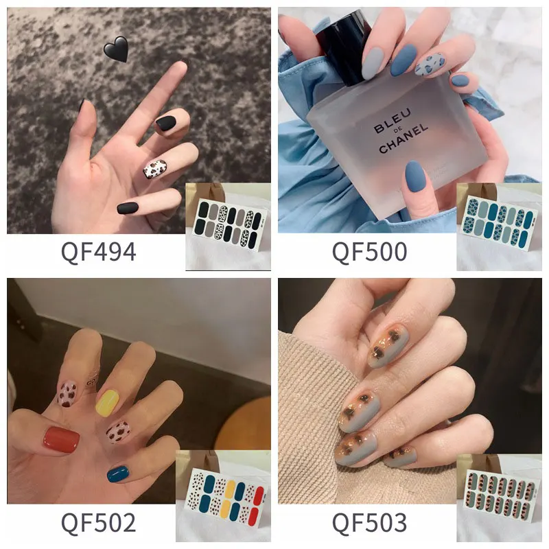 14 teile/schachtel neue Leoparden muster Nail Art Aufkleber Glas lila Internet Promi volle Aufkleber kleine frische nackte Farbe Nägel