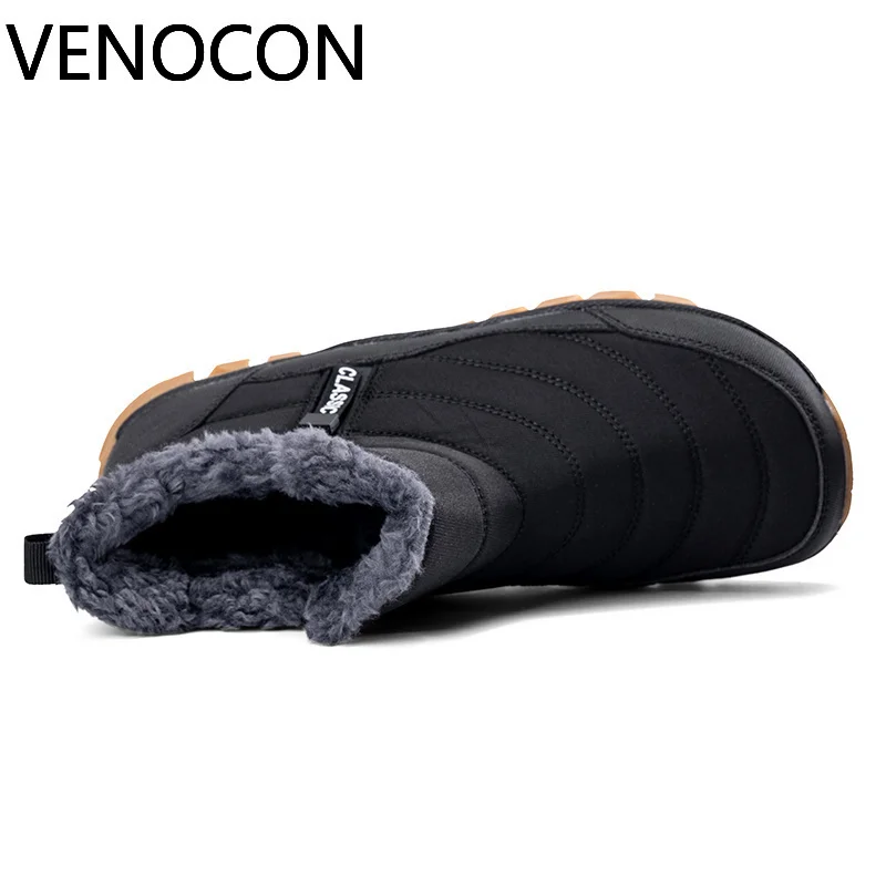 VENOCON Barefoot Wide Nose Toe Box Artifical Leather Waterproof Upper Winter Thermal Plush Snow Boots Shoes For Men Man Woman