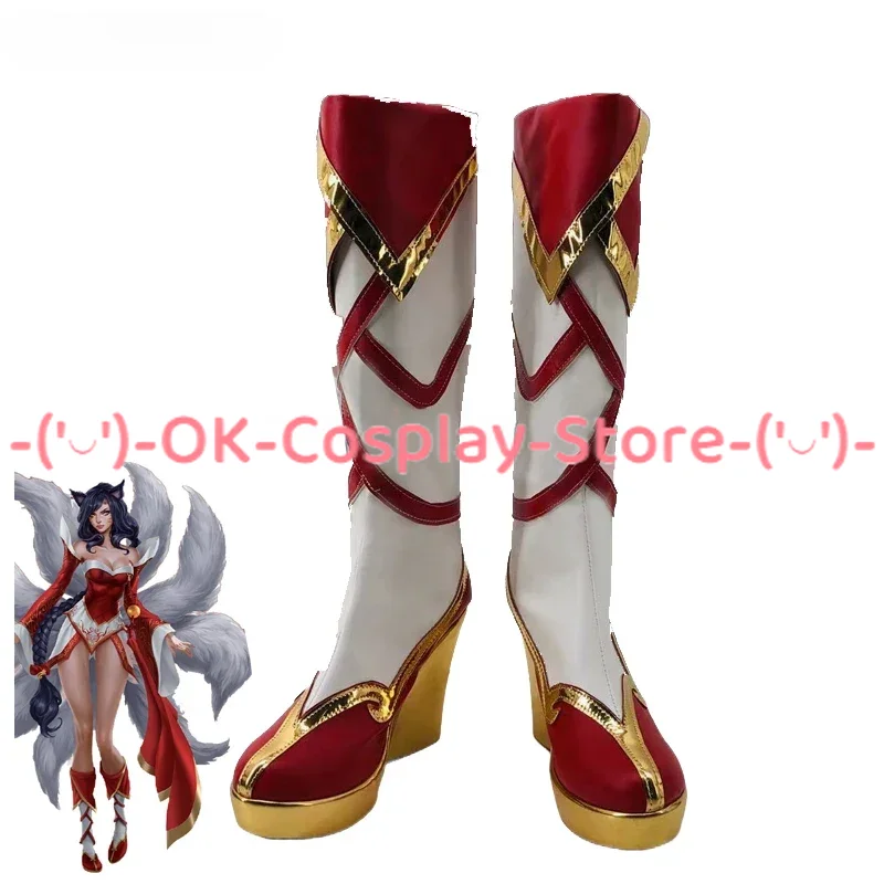 

LOL Ahri Cosplay Shoes PU Leather Shoes Halloween Carnival Boots Props Custom Made