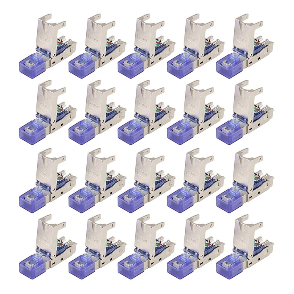 20Pcs Cat7 Rj45 Connector Ethernet Plug Adapter Tool-Free Crimping Shielded Crystal Head Network Ethernet Cable Plug