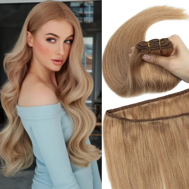 Real Human Hair Sew In Extensions Natural Straight Remy Texture 50g Super Soft Weaving Bundles For Womens Daily Voluminous Full Hairstyle