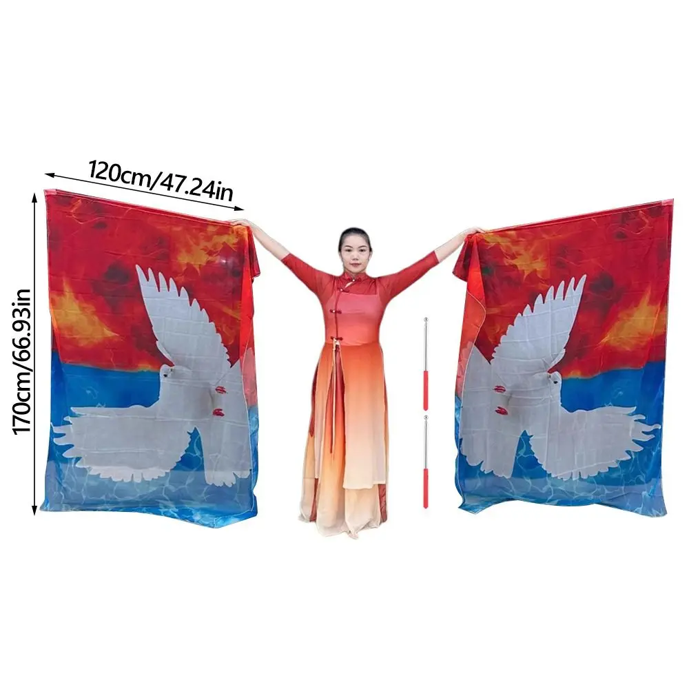 with Telescopic Sticks Belly Dance Accessories Props Multicolor Lightweight Colorful Scarves Flag Scalable Rods Portable