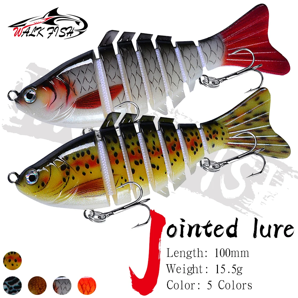 WALK FISH 1 Stück 10cm/15,5g Wobbler Mehrteiliger 7-Segment-Angelköder Harter Köder Crankbait Künstlicher Angelköder Salzwasser