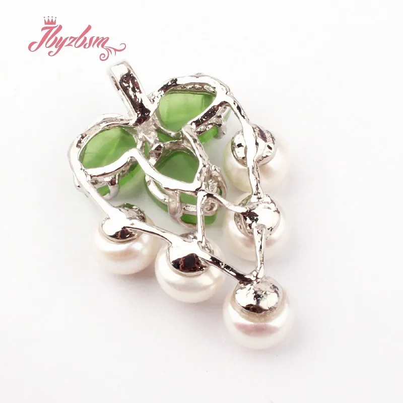 6mm Natural Freshwater Pearl Green Grape Stone Beads Tibetan Silver Fashion Pendant 1 Pcs For Women Party Gift  Free shipping